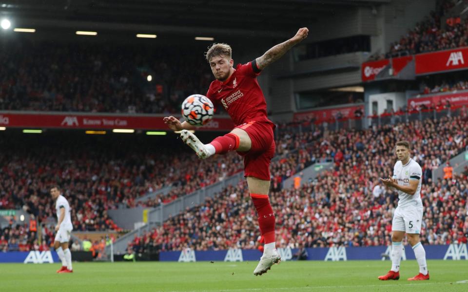 Harvey Elliott in action for Liverpool against Burnley - Reuters