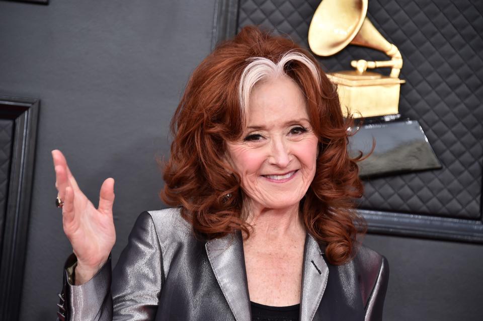 Bonnie Raitt, seen at the 64th Annual Grammy Awards in April, will bring her “Just Like That ...” tour to Sarasota’s Van Wezel Performing Arts Hall.
