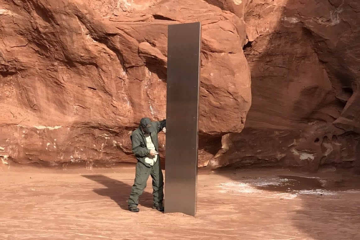 <p>Metal monolith discovered in Utah</p> (PA)