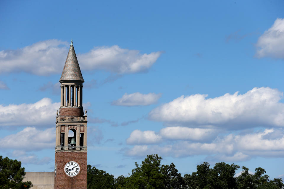 A general view of the Bell Tower on the campus of the North Carolina Tar Heels before their game against the Virginia Tech Hokies at Kenan Stadium on Oct. 4, 2014 in Chapel Hill, North Carolina. Streeter Lecka/Getty Images