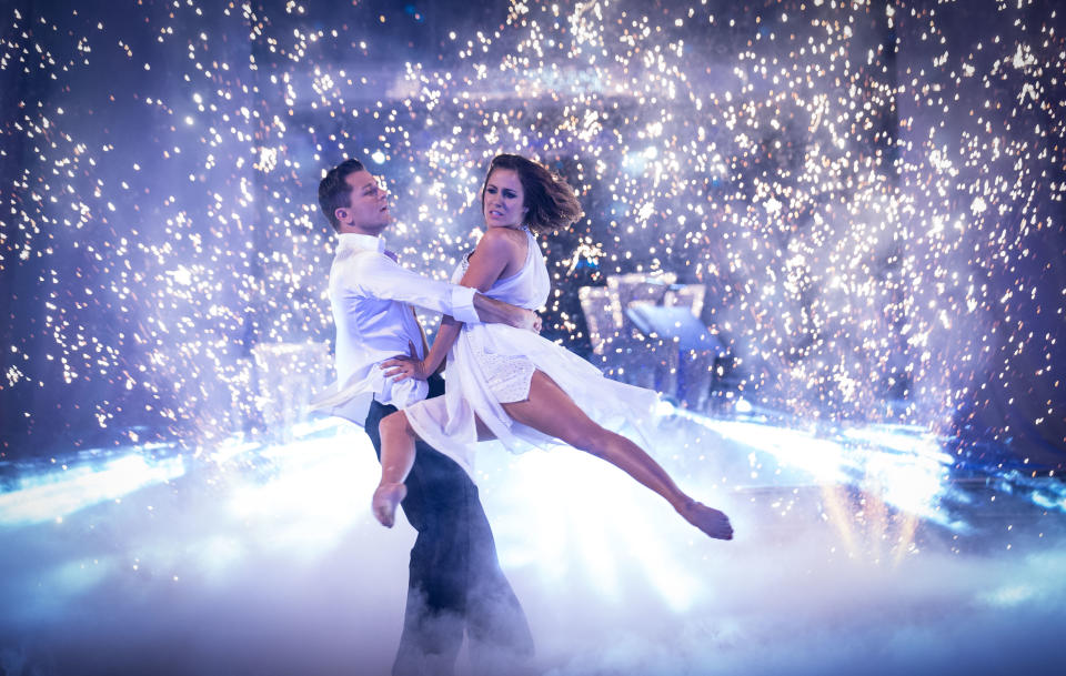 Pasha Kovalev and Caroline Flack dancing in the 'Strictly 2014' final. (BBC)