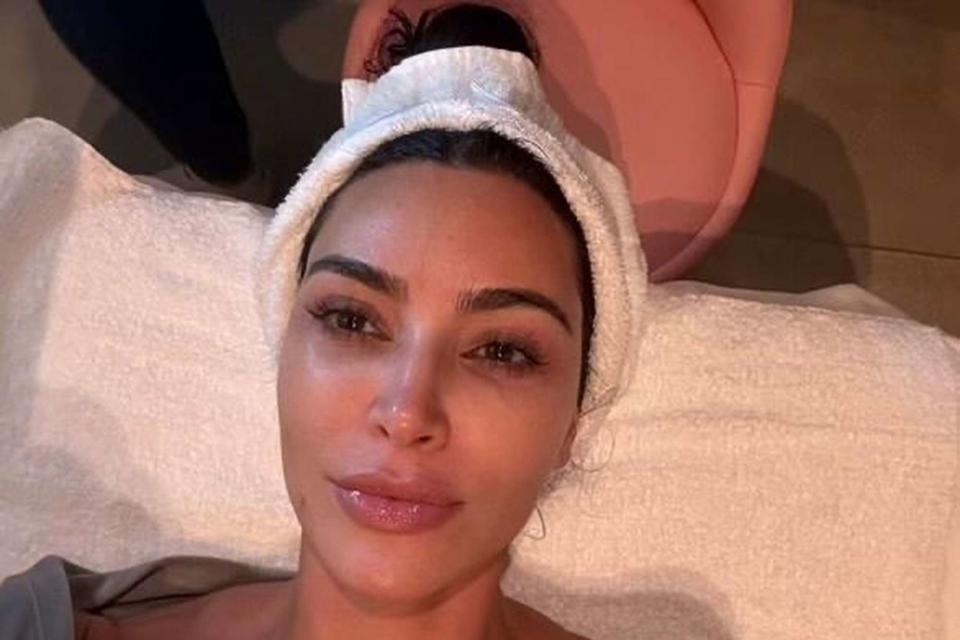 <p>Kim Kardashian/Instagram</p> Kim Kardashian in a makeup-free selfie posted on Aug. 23, 2024