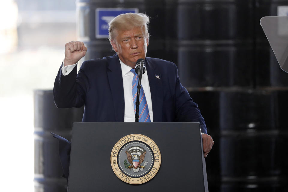 President Donald Trump, seen Wednesday, has suggested delaying the November presidential election due to his own baseless concerns about mail-in voting. His comments come as he trails in the polls with fewer than 100 days until the election. (Photo: ASSOCIATED PRESS)