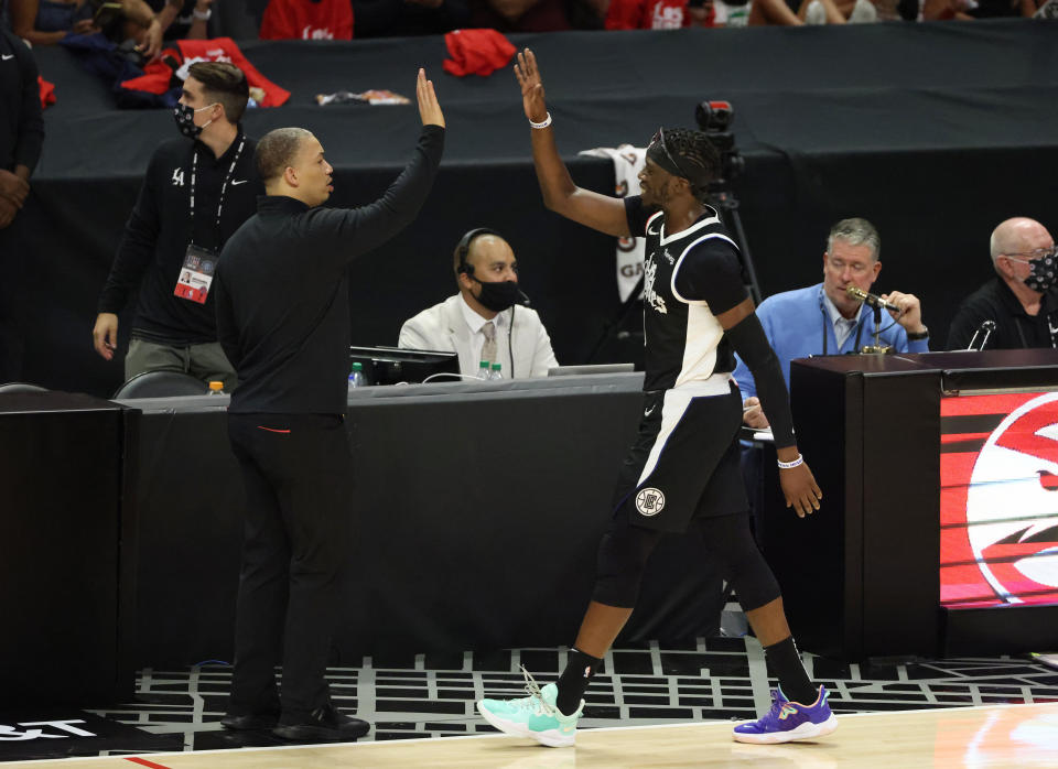 Reggie Jackson表現獲快艇主帥Tyronn Lue肯定。（Photo by Harry How/Getty Images）