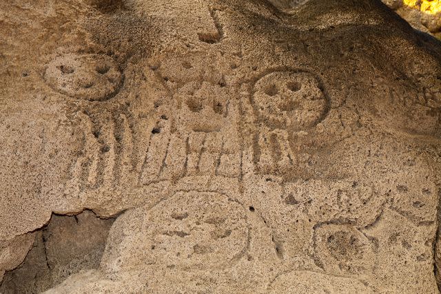<p>Reinhard Dirscherl/ullstein bild via Getty Images</p> Prehistoric Rock engravings of Taino Culture Caritas de los indios , Isla Cabritos National Park, Lago Enriquillo, Dominican Republic