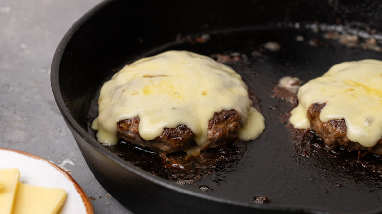 beef patties topped with cheese