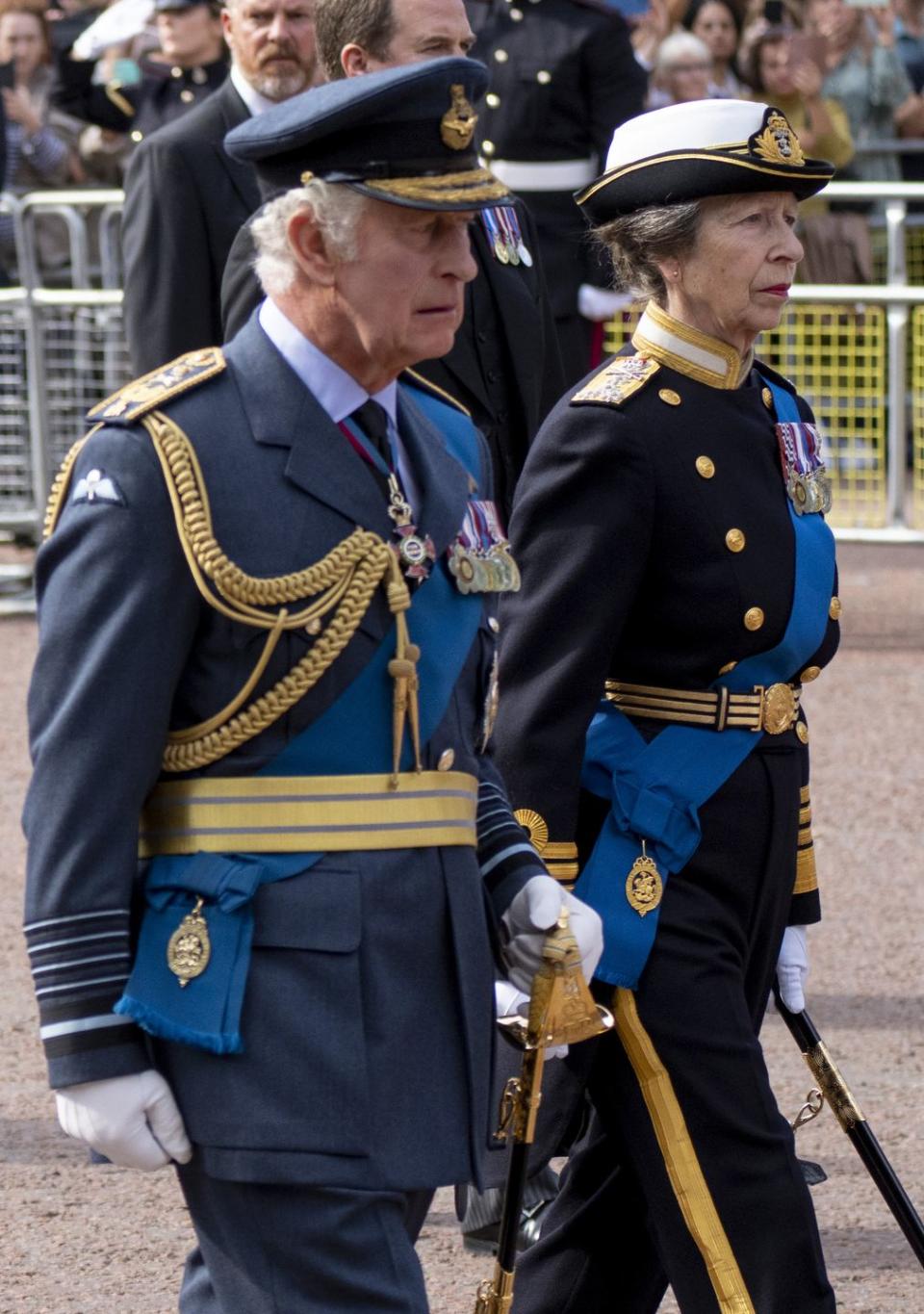 <p>Princess Anne walked beside her brother King Charles as their mother's coffin made one final journey from Buckingham Palace to Westminster Hall. </p><p>In a moving statement, the Princess Royal opened up about spending the Queen's last moments together. "I was fortunate to share the last 24 hours of my dearest Mother’s life. It has been an honour and a privilege to accompany her on her final journeys. Witnessing the love and respect shown by so many on these journeys has been both humbling and uplifting," she said. </p><p><a href="https://www.townandcountrymag.com/society/tradition/a41195266/princess-anne-tribute-queen-elizabeth/" rel="nofollow noopener" target="_blank" data-ylk="slk:Read it in full, here.;elm:context_link;itc:0;sec:content-canvas" class="link ">Read it in full, here.</a></p>