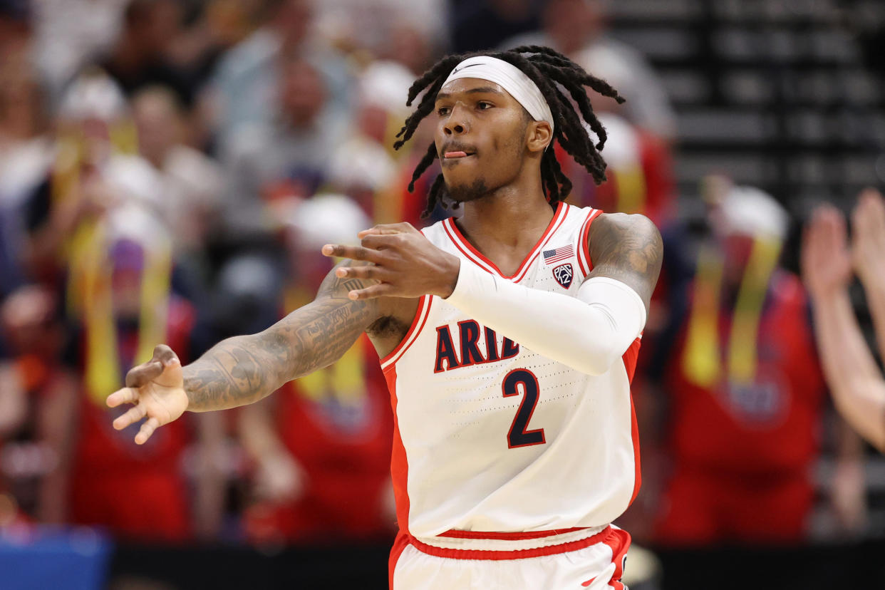 Caleb Love and the Arizona Wildcats are trying to advance to the Final Four for the first time in 23 years. (Photo by Christian Petersen/Getty Images)