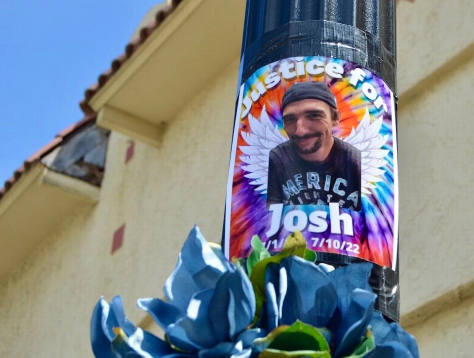 Roadside memorial for Josh Wilson by wife Staci