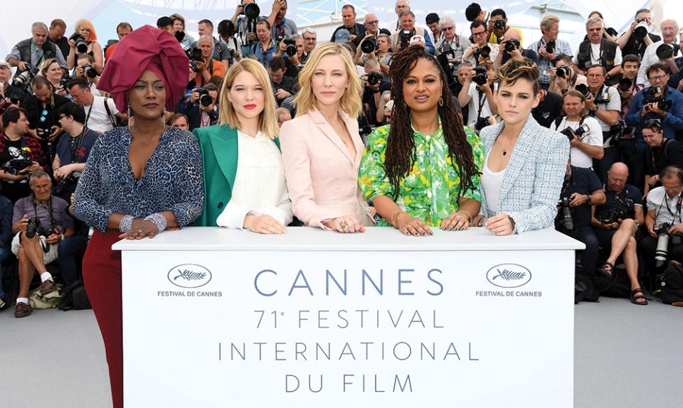 2018 jury members Khadja Nin, Seydoux,jury head Cate Blanchett, Ava DuVernayand Kristen Stewart at the 71st Cannes Film Festival. - Credit: Pascal Le Segretain/Getty Images