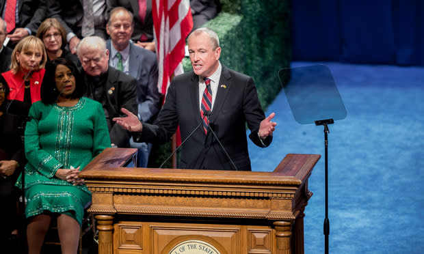 N.J. Gov. Phil Murphy speaking at his inauguration. Photo by Carmen Natale.