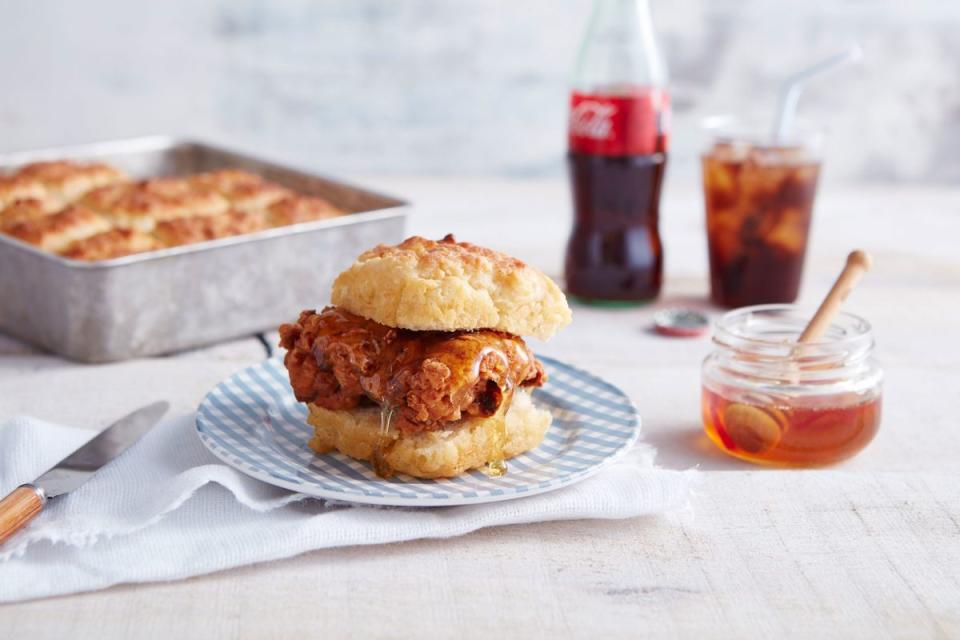 Fried Chicken Biscuits with Rosemary Hot Honey