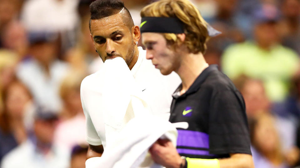 Nick Kyrgios, pictured here during his US Open clash with Andrey Rublev.