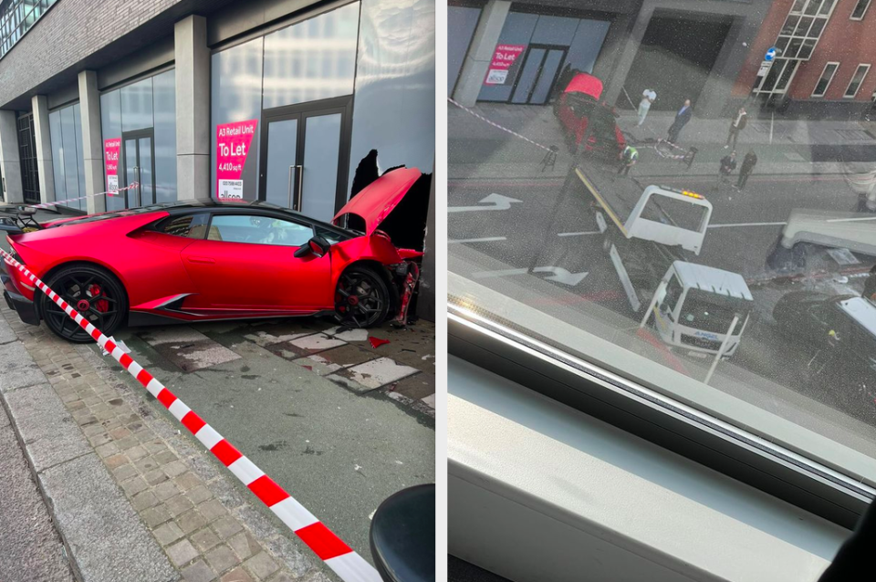 The front of the Lamborghini Huracan was completely smashed. (Reach)