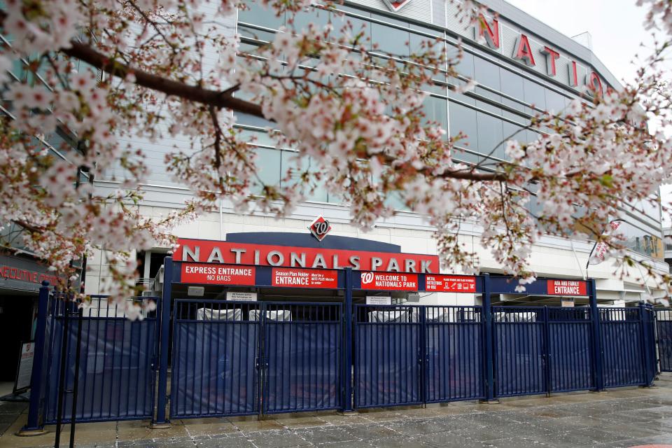 Nationals Park in Washington sits shuttered March 25.