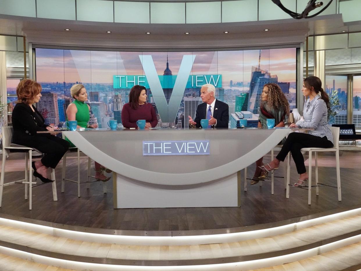 Former Democratic Rep. Charlie Crist, who is challenging GOP Gov. Ron DeSantis in Florida, appeared on ABC's The View on Friday, September 9, 2022.