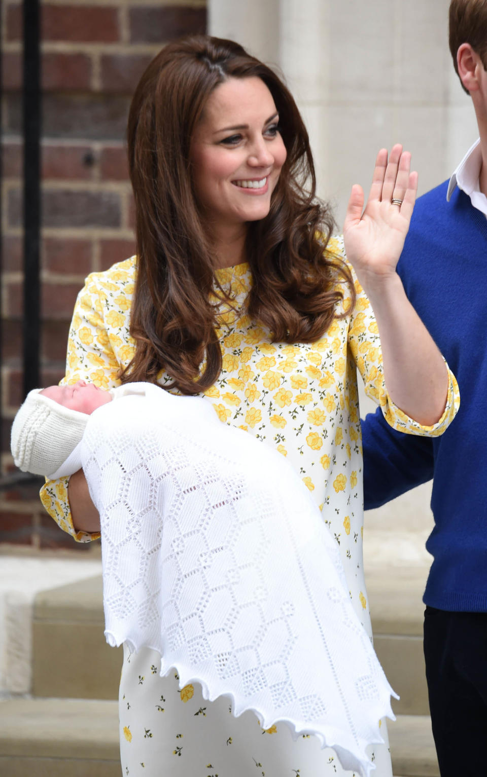 Photo by: KGC-03/STAR MAX/IPx 5/2/15 The Princess of Cambridge is seen outside the Lindo Wing of St. Mary's Hospital with her parents Prince William The Duke of Cambridge and Catherine The Duchess of Cambridge.  The Princess was born on Saturday, May 2nd, 2015 at 8:34 AM weighing 8lbs. 3oz. (Star Max/IPX via AP Images)