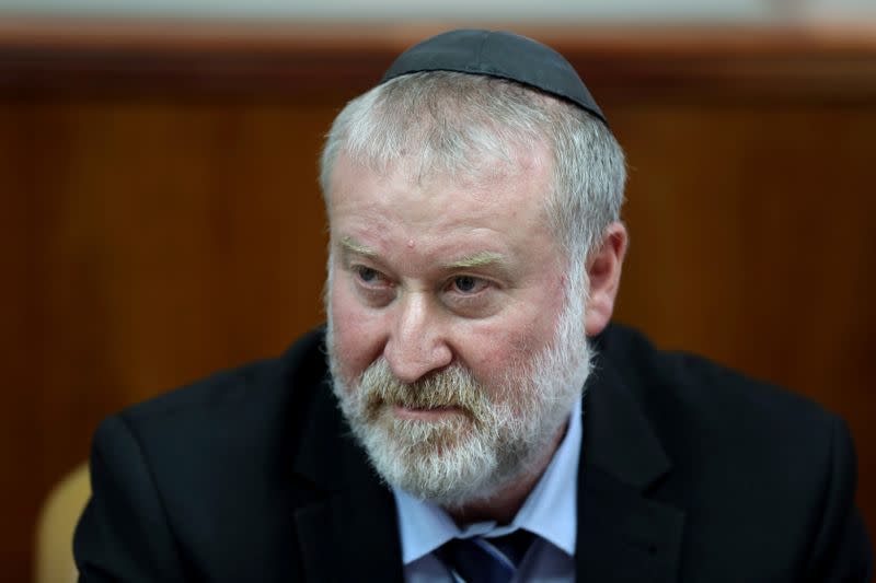 Israeli Attorney-General Avichai Mandelblit looks on during the weekly cabinet meeting in Jerusalem