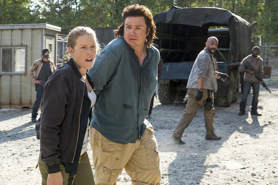 <p>Josh McDermitt as Dr. Eugene Porter, Lindsley Register as Laura (Photo Credit: Gene Page/AMC) </p>