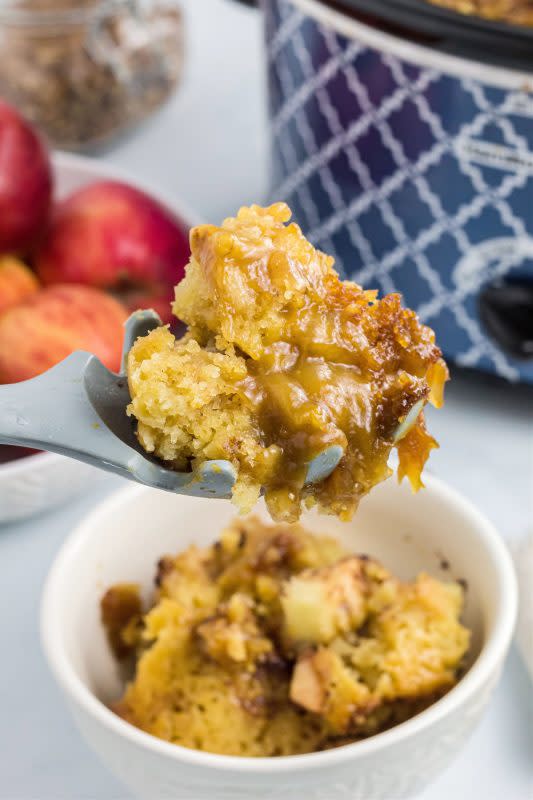 <p>Bunny's Warm Oven</p><p>Warm apples topped with cinnamon, a fluffy cake with a thick pudding flavored with orange. </p><p><strong>Get the recipe: <em><a href="https://bunnyswarmoven.net/crock-pot-apple-pudding-cake" rel="nofollow noopener" target="_blank" data-ylk="slk:Crock Pot Apple Pudding Cake;elm:context_link;itc:0;sec:content-canvas" class="link ">Crock Pot Apple Pudding Cake</a></em></strong></p>