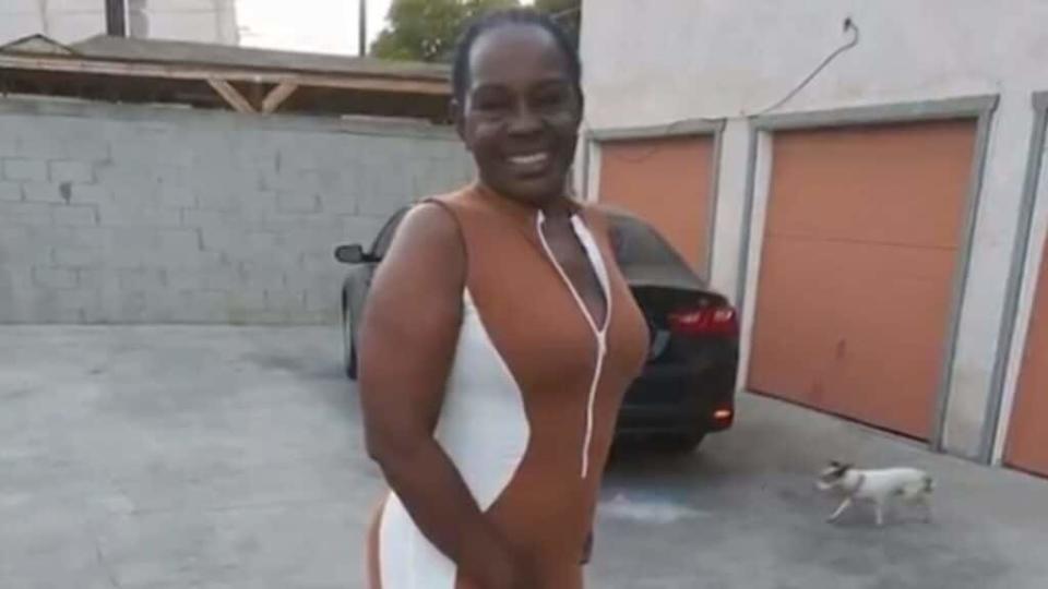 Fatima Johnson was found dead by her daughters, wrapped in a blanket, with her hands tied behind her back in her home in the South Los Angeles neighborhood of Manchester Square. She was 53. (KTLA)