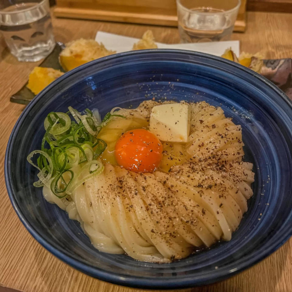 No. 23 Hot Soy Sauce, Butter & Pepper with Sweet Potato Tempura Udon at Udon Shin