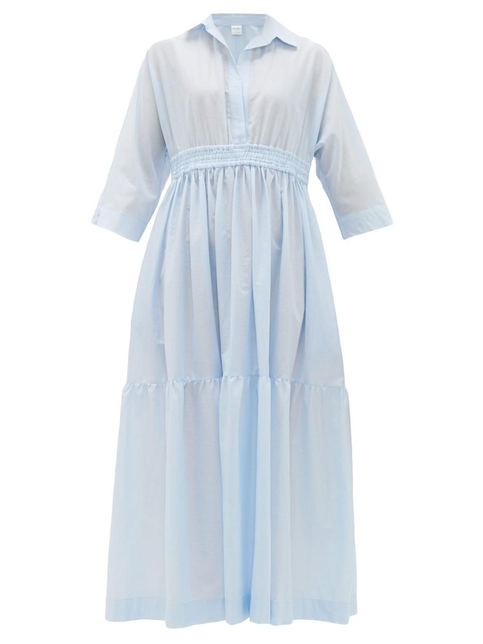 <p>Cotton shirt-dress, £285, Max Mara </p><p><a class="link " href="https://go.redirectingat.com?id=127X1599956&url=https%3A%2F%2Fwww.matchesfashion.com%2Fproducts%2FMax-Mara-Beachwear-Shirred-cotton-shirt-dress-1317449&sref=https%3A%2F%2Fwww.townandcountrymag.com%2Fuk%2Fstyle%2Ffashion%2Fg32698495%2Fwhat-to-wear-seaside-staycation%2F" rel="nofollow noopener" target="_blank" data-ylk="slk:Shop now;elm:context_link;itc:0;sec:content-canvas">Shop now</a></p>