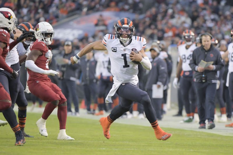 Quarterback Justin Fields joined the Pittsburgh Steelers this off-season through a trade with the Chicago Bears. File Photo by Mark Black/UPI