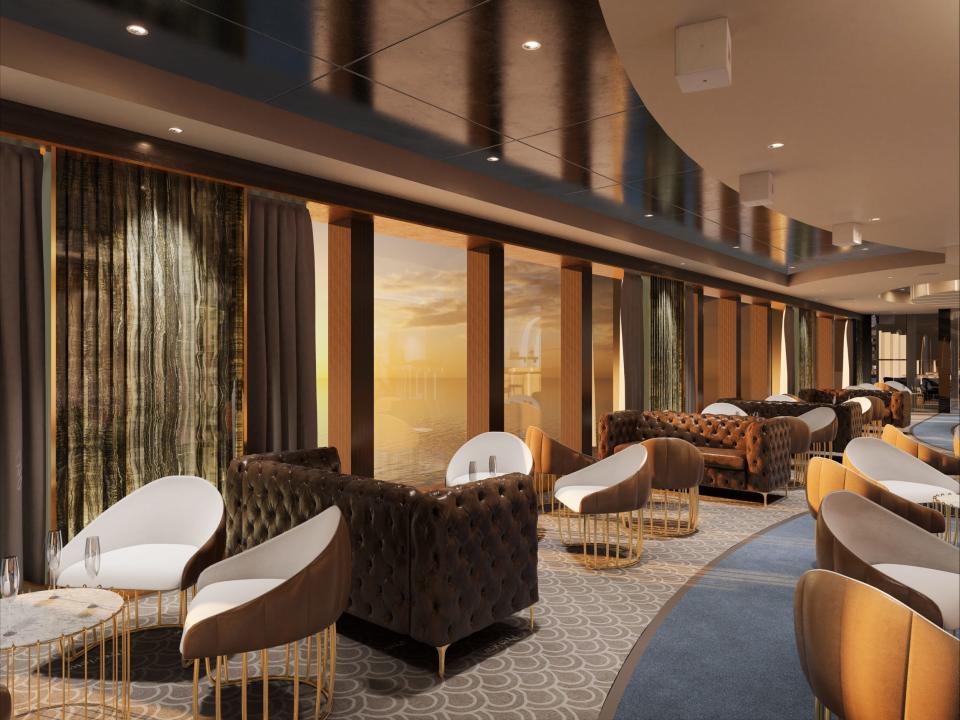 A rendering of a restaurant aboard Explora Journeys' cruise ship.