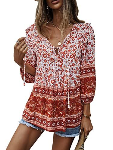 The Pioneer Woman Floral Blouse with Ruffled Sleeves, Womens