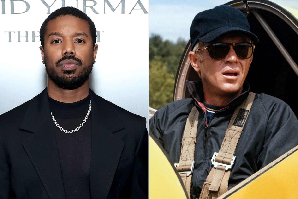 <p>Getty;Kobal/Shutterstock</p> Michael B. Jordan in Los Angeles on Jan. 39, 2024; Steve McQueen in <em>The Thomas Crown Affair</em> (1968)