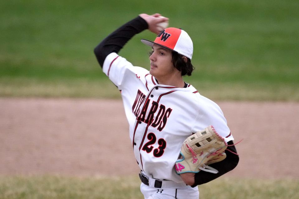 West Warwick pitcher Mason Hunt closes out Wednesday's game against the Times2/Paul Cuffee/St. Raphael co-op.