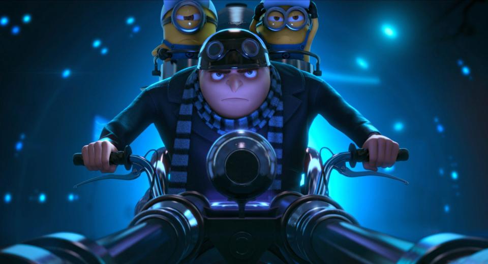 Gru and the Minions in a scene from Despicable Me 22