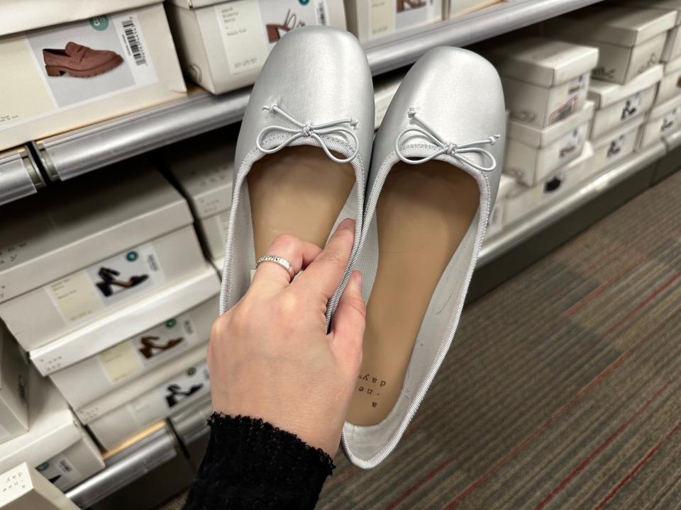 Silver ballet flats at Target on September 19, 2023.