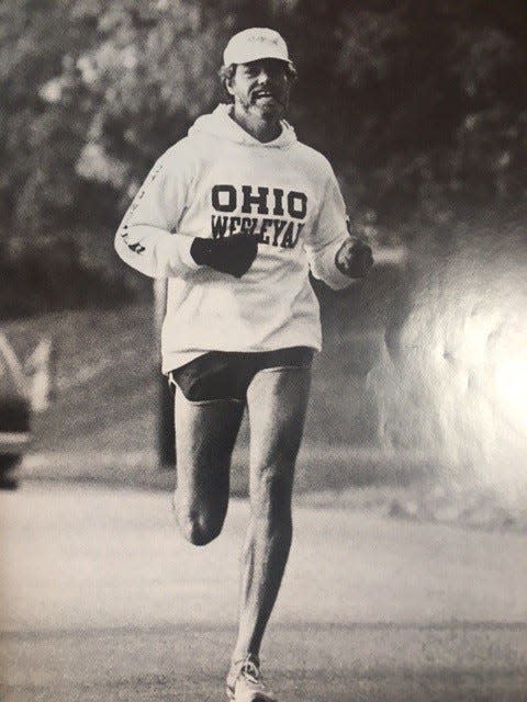 David L. Warren photographed for the 5K race from his Ohio Wesleyan University president’s inauguration in 1984.
