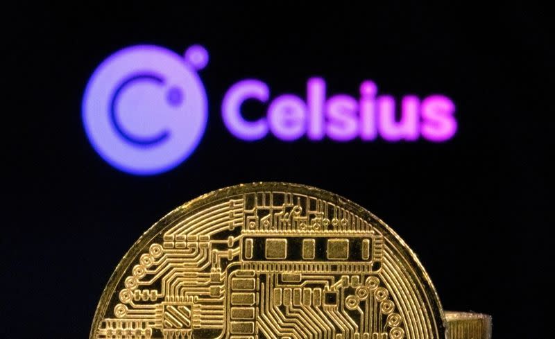 FILE PHOTO: Illustration shows Celsius Network logo and representations of cryptocurrencies