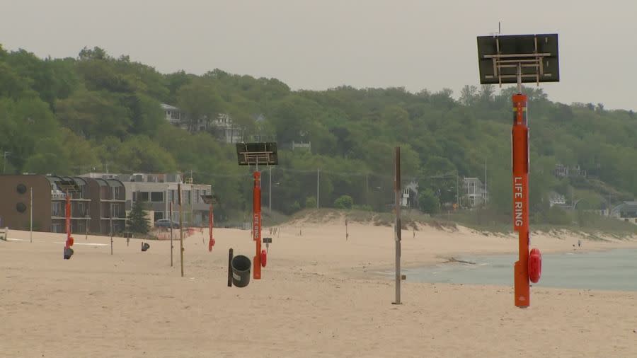 New emergency towers at Grand Haven State Park. (May 14, 2024)