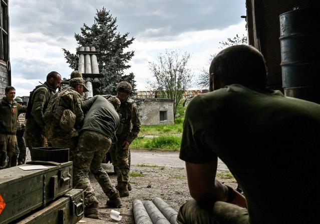 Servicemen of one of the brigades of the Territorial Defence Forces of the Armed Forces of Ukraine are pictured in Zaporizhzhia Region, southeastern Ukraine.