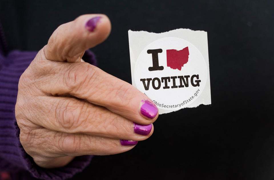 Voting sticker in Leetonia, Ohio