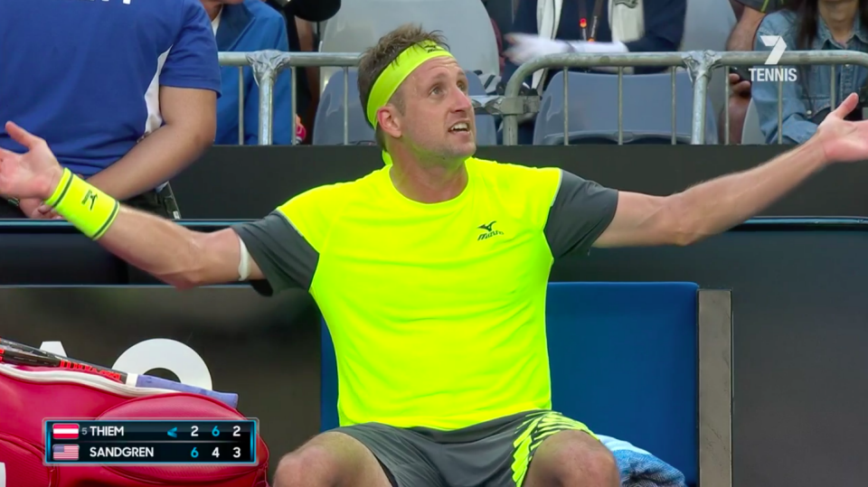 Tennys Sandgren blew up. Pic: Channel 7