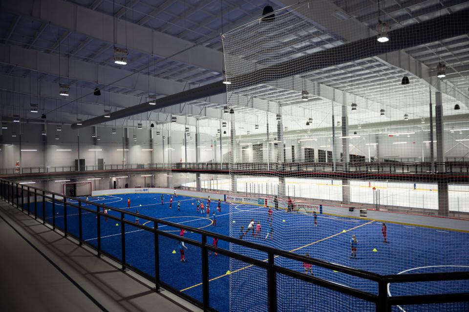 Local officials see the Utica University Nexus Center, seen here in a 2022 OD file photo, which offers both ice and turf playing fields, as a catalyst for further development in the surrounding area. To decide what kind of businesses will work best, Oneida County, the Upper Mohawk Valley Auditorium Authority and Utica University have launched a survey of people who visit the center to see what restaurants, shops, entertainment or other businesses they'd like to see nearby.