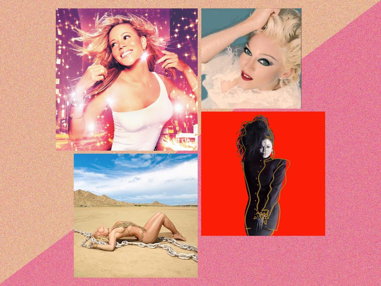 Lost greats, clockwise from top left: Mariah Carey's 'Glitter', Madonna's 'Bedtime Stories', Janet Jackson's 'Control' and Britney Spears' 'Glory': Virgin/RCA/Maverick/A&M Records