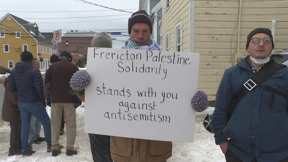 A group from Fredericton Palestine Solidarity attended the event to show support and stand against hate.