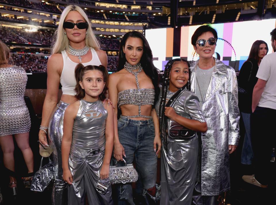 INGLEWOOD, CALIFORNIA - SEPTEMBER 04: (Editorial Use Only) (Exclusive Coverage) (L-R) Khloé Kardashian, Penelope Disick, Kim Kardashian, North West and Kris Jenner attend the "RENAISSANCE WORLD TOUR" at SoFi Stadium on September 04, 2023 in Inglewood, California. (Photo by Kevin Mazur/WireImage for Parkwood)