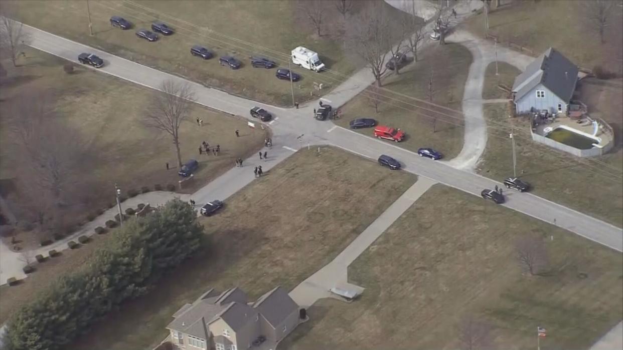 PHOTO: Law enforcement on the scene of where two police officers were shot, Feb. 29, 2024, in Independence, Mo. (KMBC)