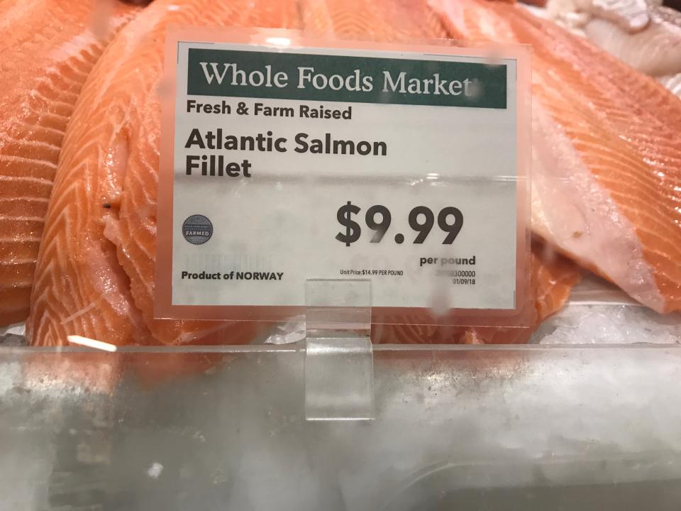 Salmon prices on Monday.