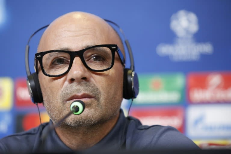 Sevilla's Argentinian coach Jorge Sampaoli speaks during a press conference on the eve of the UEFA Champions League football match Juventus vs FC Sevilla on September 13, 2016