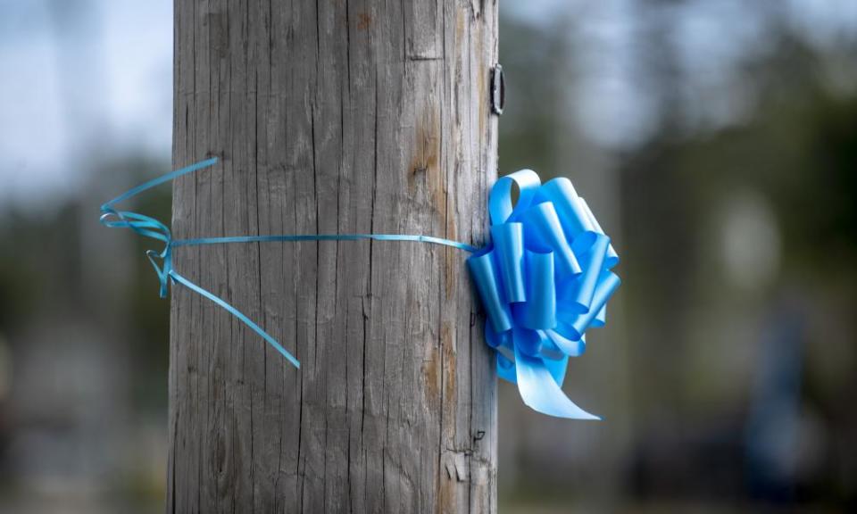 Blue ribbons in memory of Petito are scattered across her hometown of Blue Point, New York.