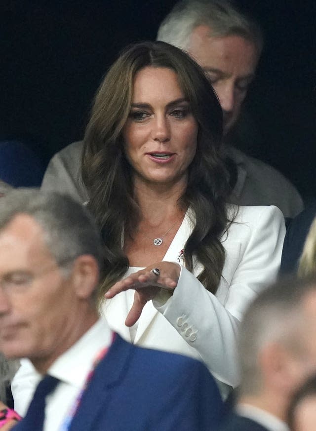 The Princess of Wales in the stands before the 2023 Rugby World Cup Pool D match at the Stade de Marseille, France