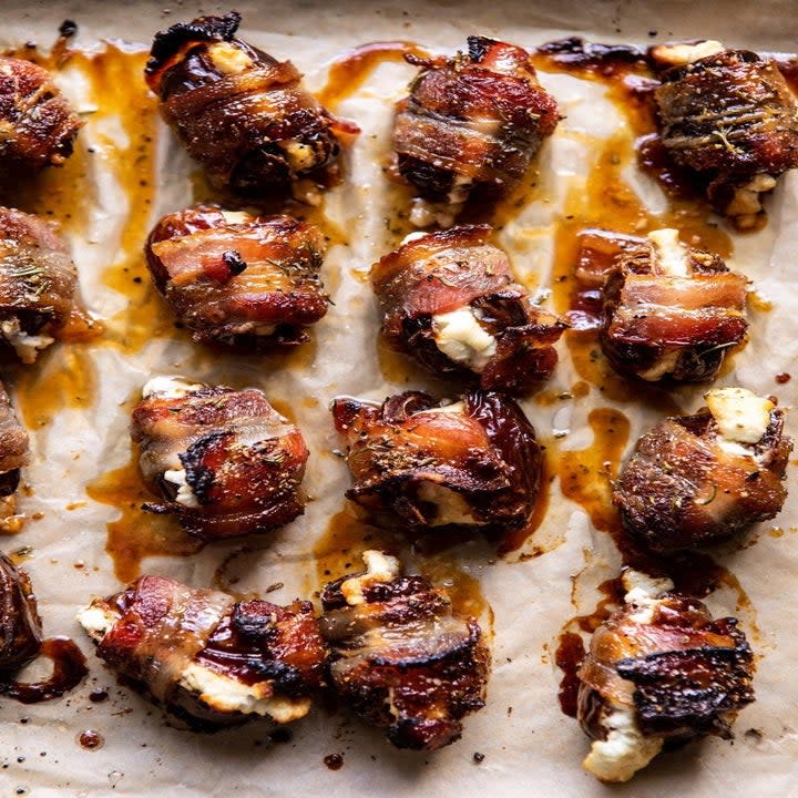 Bacon wrapped dates.